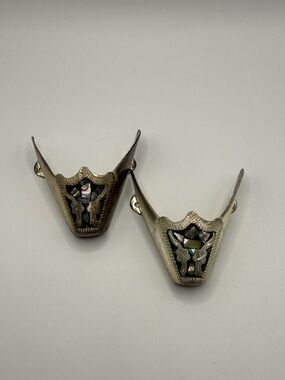 Vintage Alpaca Mexico Silver Abalone Shell Boot Toe Tips